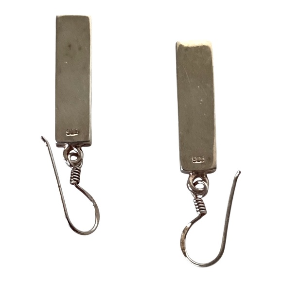 Sterling Silver 925 Blue Opal Stone Bar Earrings - Picture 7 of 9